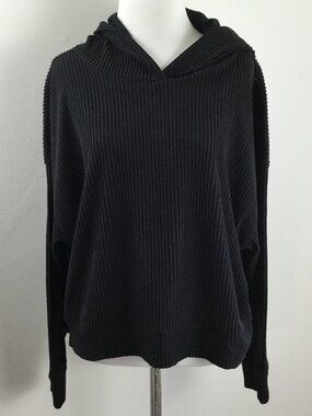 Industry Black Ribbed Hooded Cropped Top xl